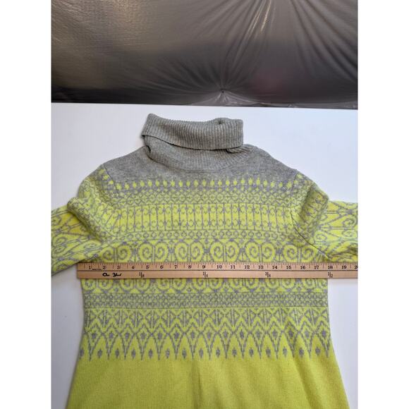 Vineyard Vines Womens S Turtleneck Sweater Wool Cashmere Fair Isle Gray Yellow - Picture 9 of 10